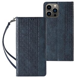 Magneto dirželio dėklas iPhone 12 Pro Max dėklas piniginė + mini švino pakabukas mėlyna