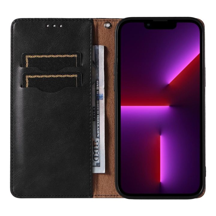 Magneto dirželio dėklas iPhone 13 Pro Max dėklas Piniginė + mini švino pakabukas Juodas