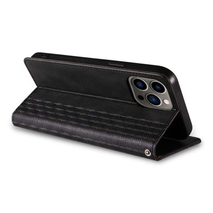 Magneto dirželio dėklas iPhone 13 Pro Max dėklas Piniginė + mini švino pakabukas Juodas