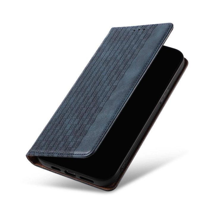 Magnetinis dirželis iPhone 13 Pro Max dėklas Piniginė + mini švino pakabukas Mėlyna