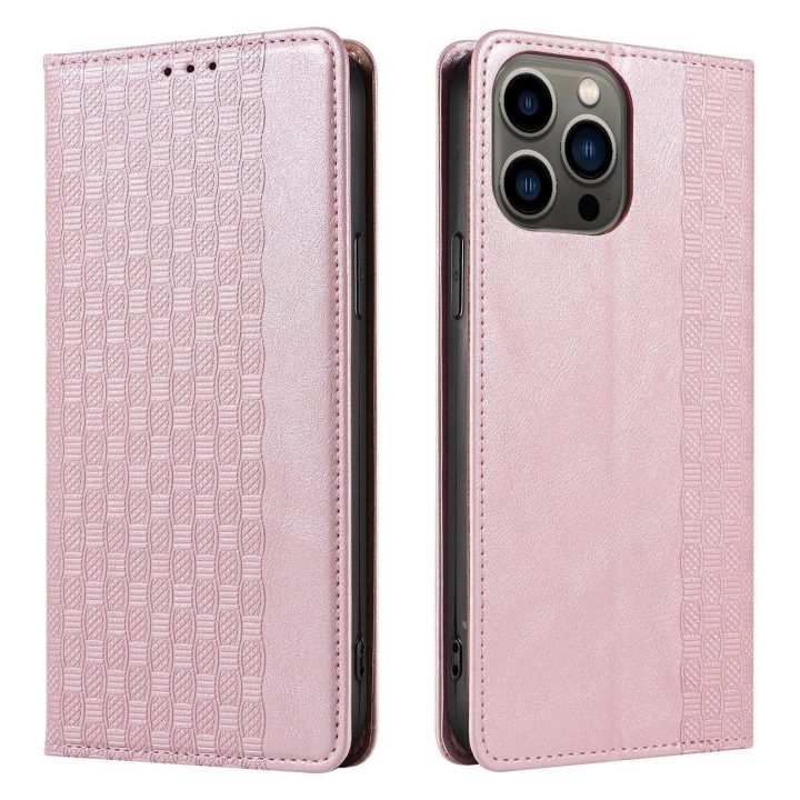 Magneto dirželio dėklas iPhone 13 Pro Max dėklas Piniginė + mini švino pakabukas rožinis
