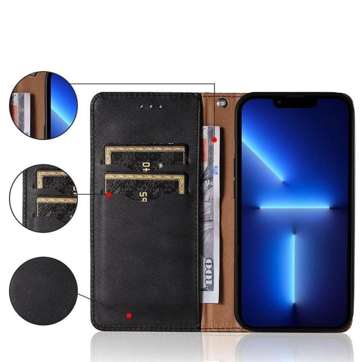 Magnetinis dirželis dėklas Samsung Galaxy A13 5G dėklas Piniginė + mini švino pakabukas Juodas