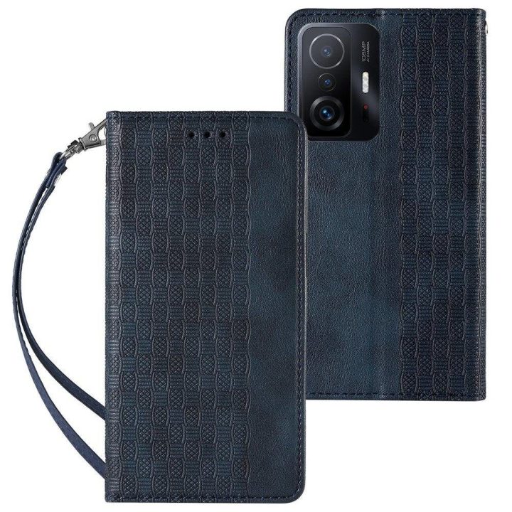 Magnetinis dirželis dėklas Samsung Galaxy A13 5G dėklas Piniginė + mini švino pakabukas Mėlyna