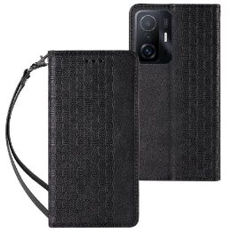 Magneto dirželio dėklas, skirtas Xiaomi Redmi Note 11 Pro , piniginės dėklas + mini švino pakabukas, juodas