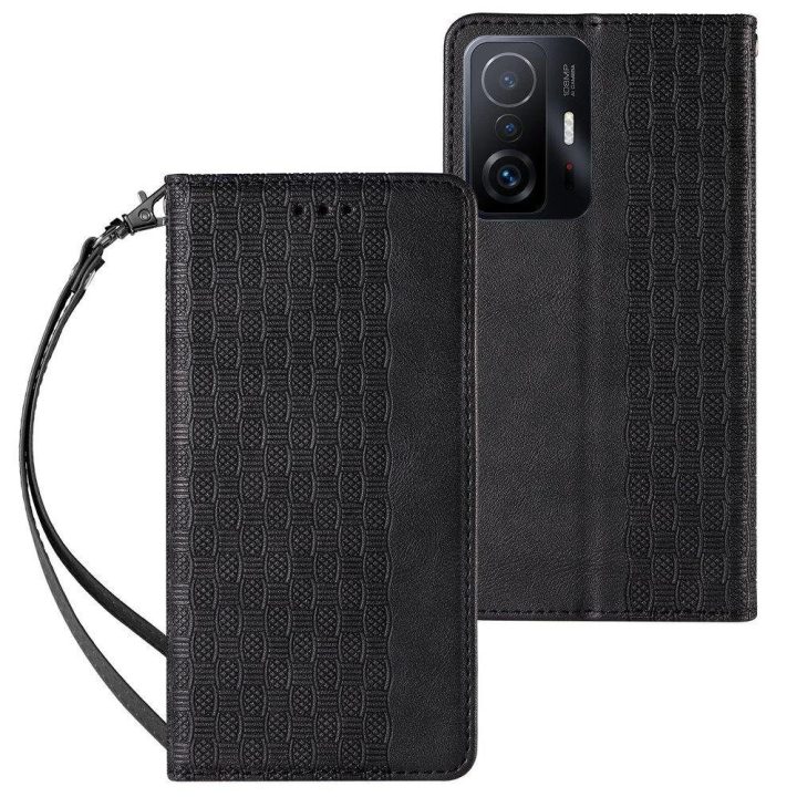 Magneto dirželio dėklas, skirtas Xiaomi Redmi Note 11 Pro , piniginės dėklas + mini švino pakabukas, juodas