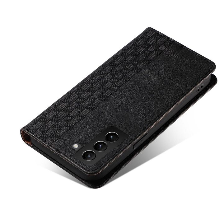 Magnetinis dirželis dėklas Samsung Galaxy S22 + (S22 Plus) dėklas piniginė + mini švino pakabukas juodas