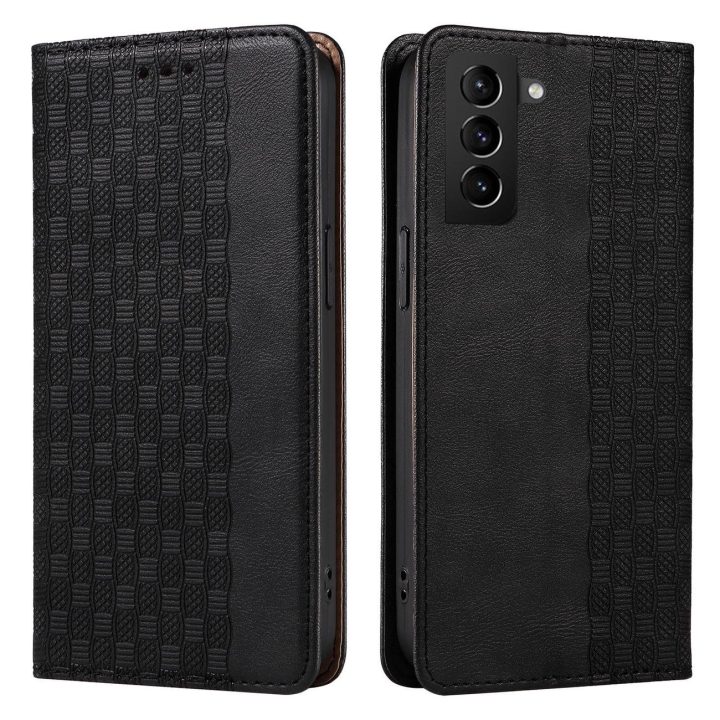 Magnetinis dirželis dėklas Samsung Galaxy S22 + (S22 Plus) dėklas piniginė + mini švino pakabukas juodas