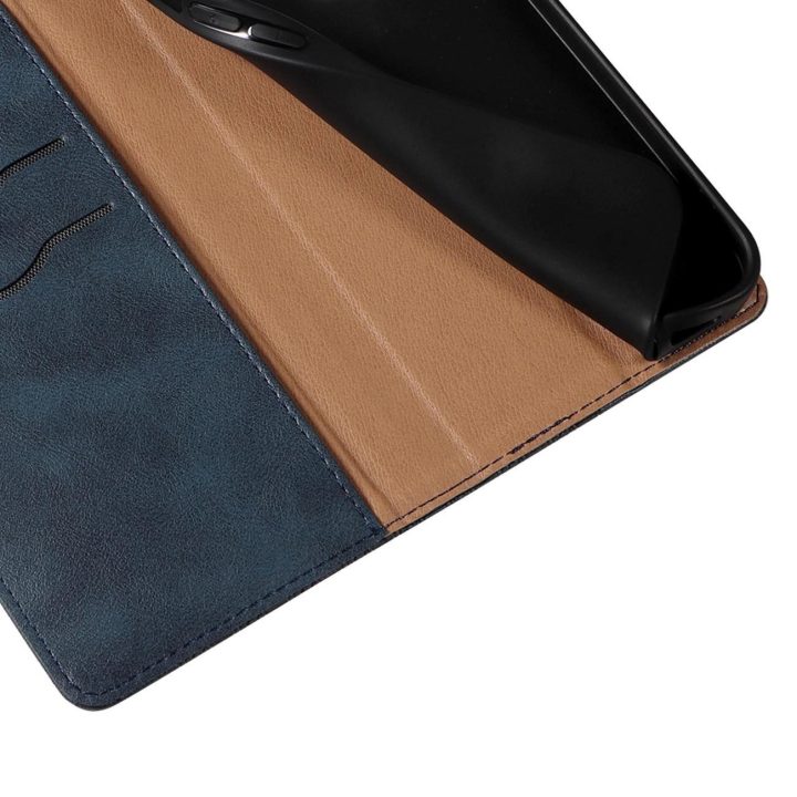 Magnetinis dirželis dėklas Samsung Galaxy S22 + (S22 Plus) dėklas piniginė + mini švino pakabukas mėlynas