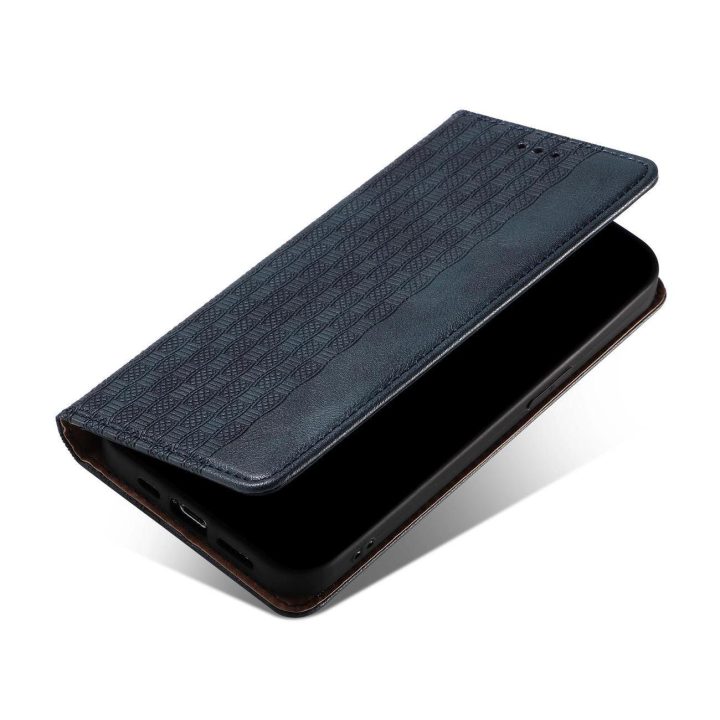 Magnetinis dirželis dėklas Samsung Galaxy S22 + (S22 Plus) dėklas piniginė + mini švino pakabukas mėlynas