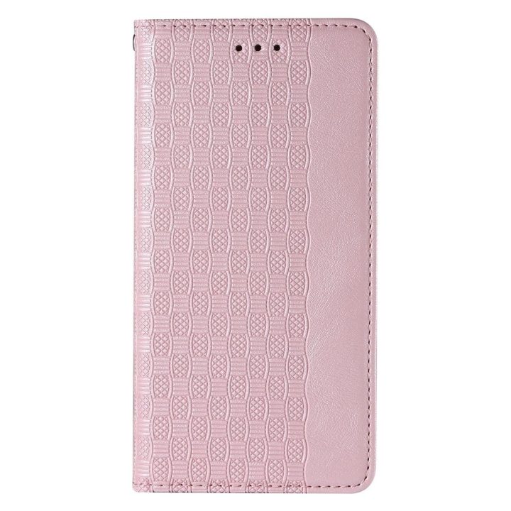 Magnetinis dirželis dėklas Samsung Galaxy S22 + (S22 Plus) dėklas piniginė + mini švino pakabukas rožinis