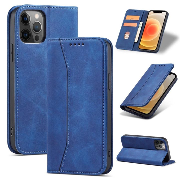 Magnetas Fancy Case Case for iPhone 12 Pro Max Pouch Card Wallet Card Stand Blue