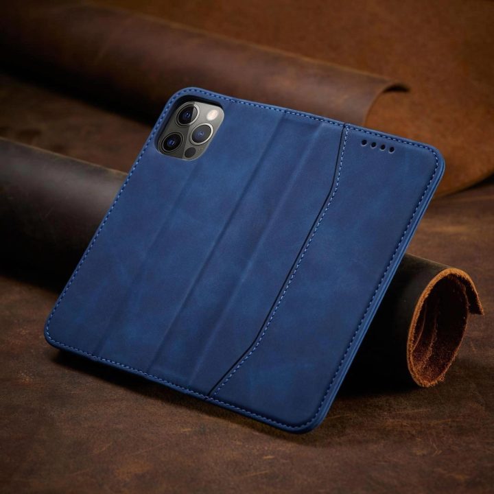 Magnetas Fancy Case Case for iPhone 12 Pro Max Pouch Card Wallet Card Stand Blue