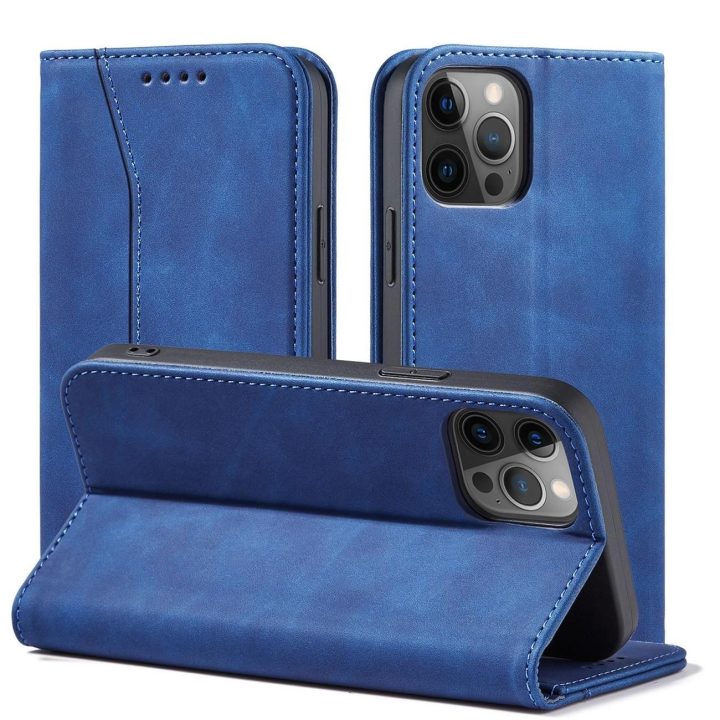Magnetas Fancy Case Case for iPhone 12 Pro Max Pouch Card Wallet Card Stand Blue