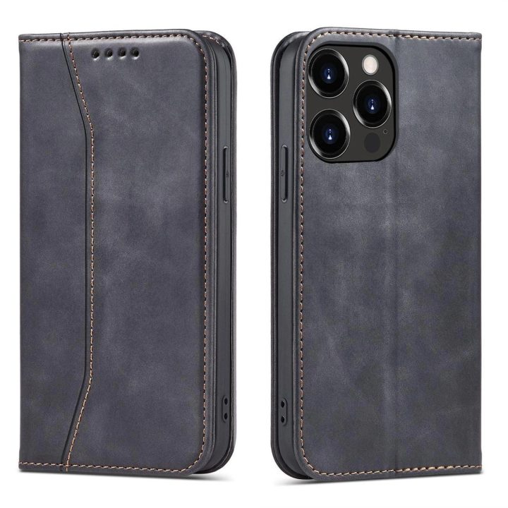 Magnetinis madingas dėklas iPhone 13 Pro Max dėklas piniginės kortelės laikiklis juodas