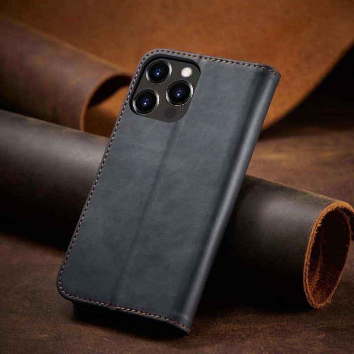 Magnetinis madingas dėklas iPhone 13 Pro Max dėklas piniginės kortelės laikiklis juodas