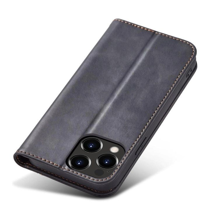Magnetinis madingas dėklas iPhone 13 Pro Max dėklas piniginės kortelės laikiklis juodas