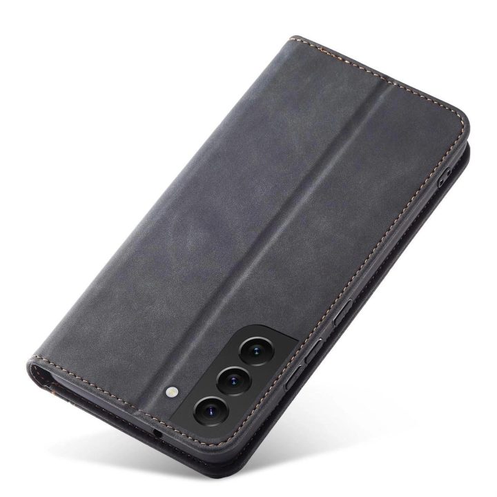 Magnetinis madingas dėklas Samsung Galaxy S22 + (S22 Plus) dėklas piniginės kortelės laikiklis juodas