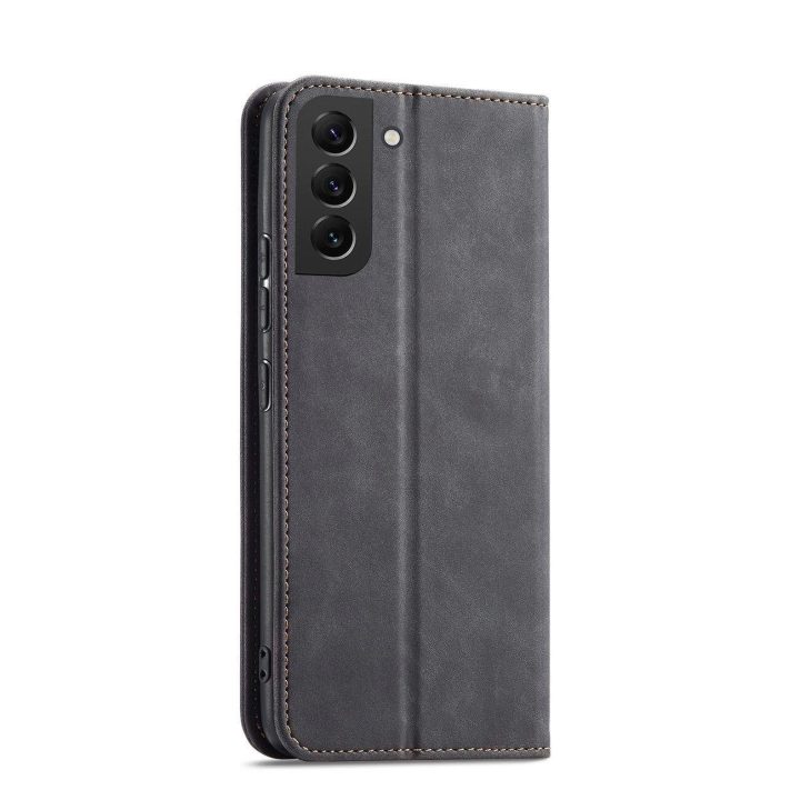 Magnetinis madingas dėklas Samsung Galaxy S22 + (S22 Plus) dėklas piniginės kortelės laikiklis juodas