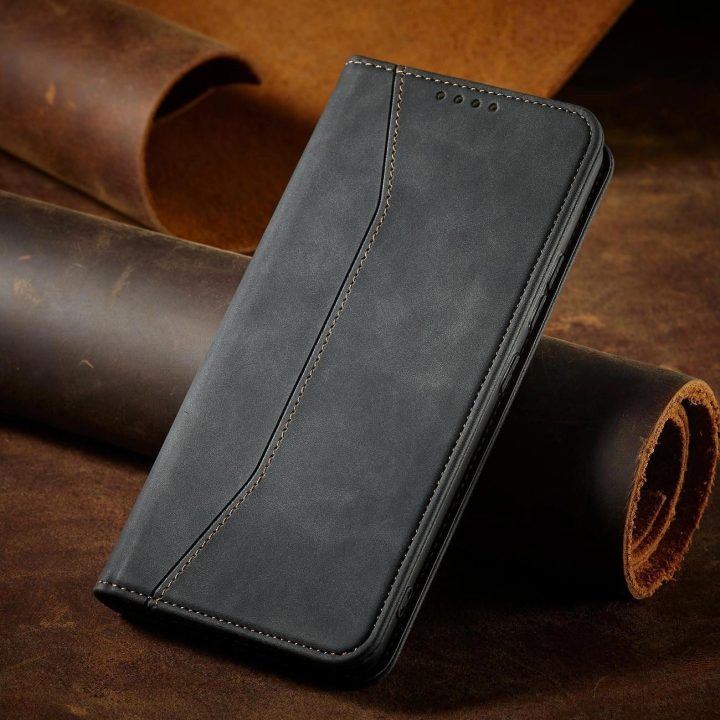 Magnetinis madingas dėklas Samsung Galaxy S22 + (S22 Plus) dėklas piniginės kortelės laikiklis juodas