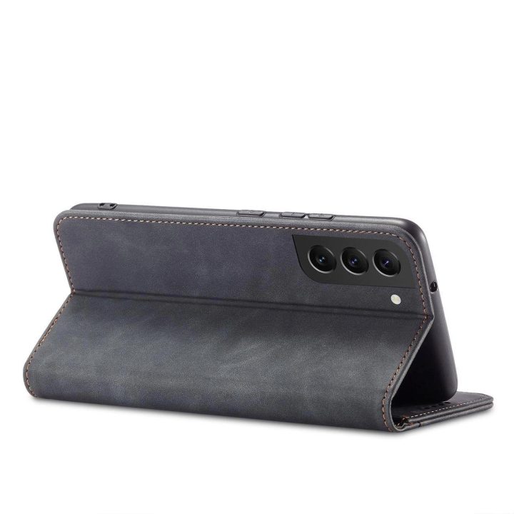 Magnetinis madingas dėklas Samsung Galaxy S22 + (S22 Plus) dėklas piniginės kortelės laikiklis juodas