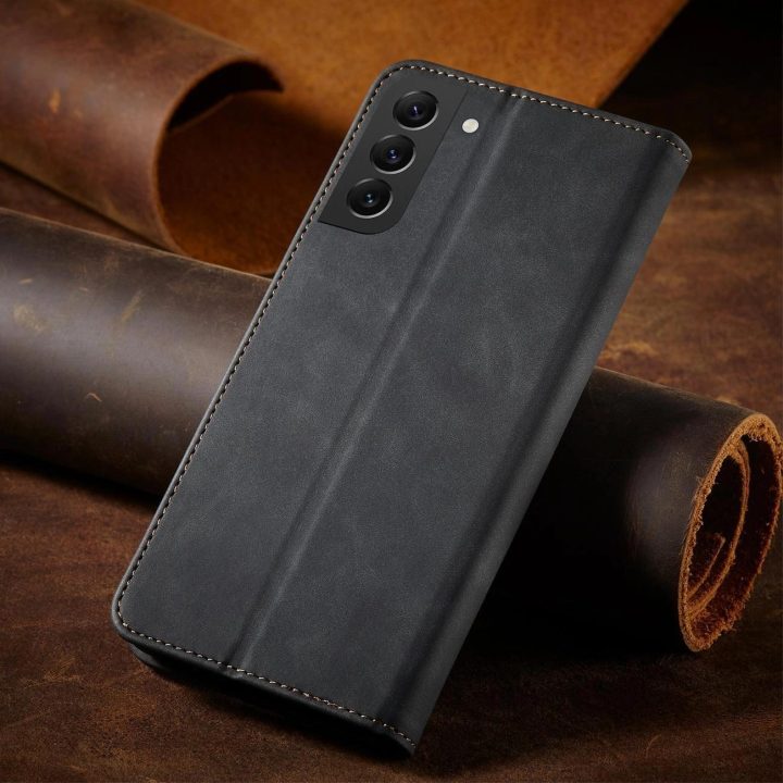 Magnetinis madingas dėklas Samsung Galaxy S22 + (S22 Plus) dėklas piniginės kortelės laikiklis juodas