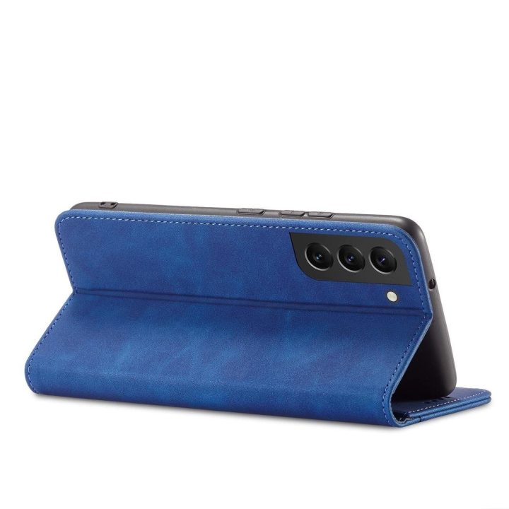 Magnetinis madingas dėklas Samsung Galaxy S22 + (S22 Plus) dėklas piniginės kortelės laikiklis mėlynas