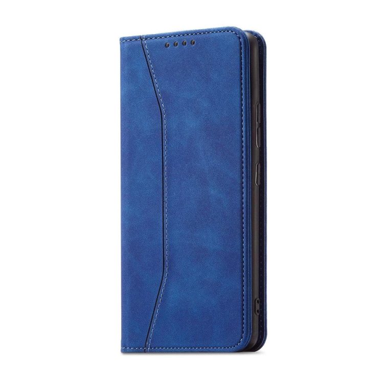 Magnetinis madingas dėklas Samsung Galaxy S22 + (S22 Plus) dėklas piniginės kortelės laikiklis mėlynas