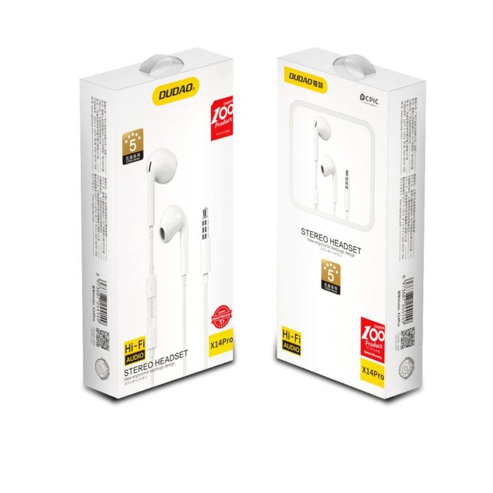 ausinės į ausis su 3,5 mm minijack jungtimi, baltos spalvos (X14PRO)