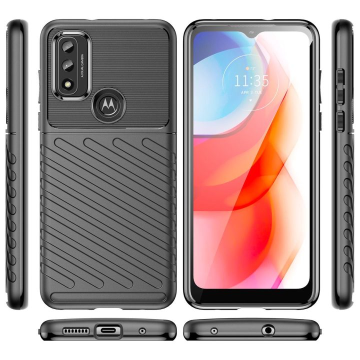 Thunder Case lankstus šarvuotas dangtelis, skirtas Motorola Moto G Play 2022 , juodos spalvos