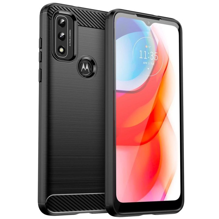 Carbon Case Lankstus dangtelis Rankovė Motorola Moto G Play 2022 juoda
