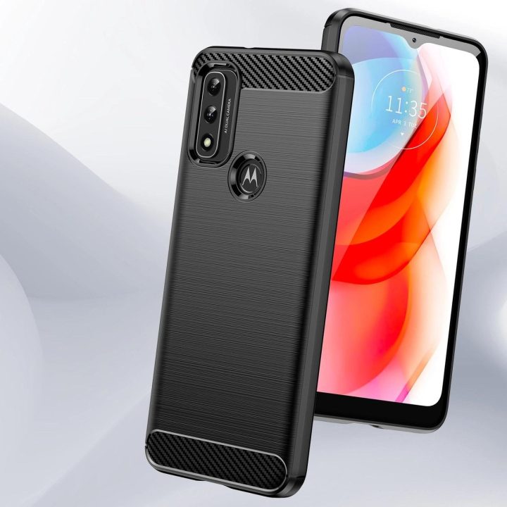 Carbon Case Lankstus dangtelis Rankovė Motorola Moto G Play 2022 juoda