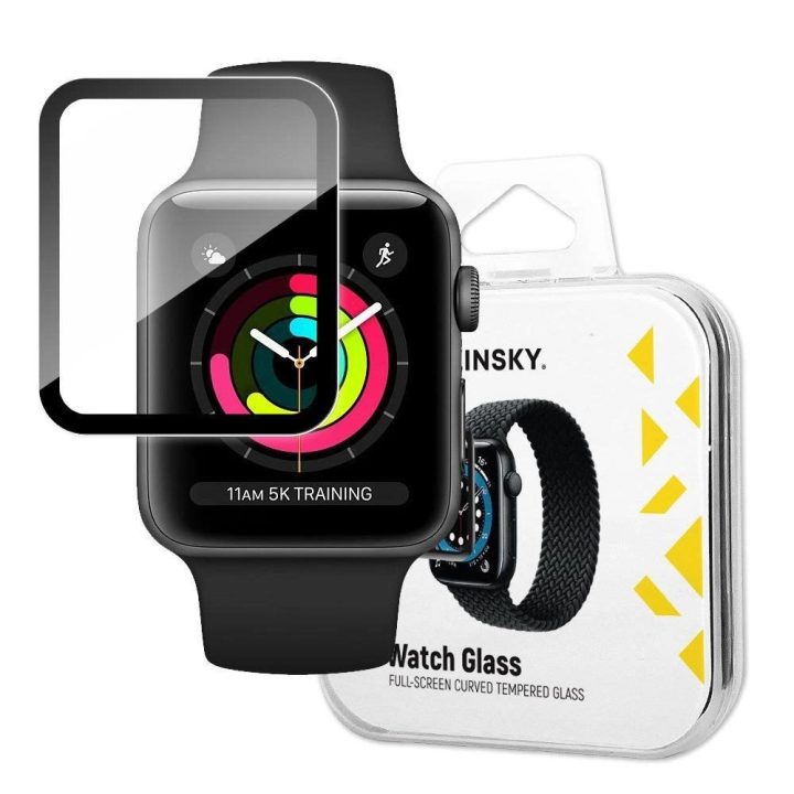 Laikrodžio stiklas Hibridinis stiklas, skirtas Apple Watch 3 38 mm / Watch 2 38 mm / Watch 1 38 mm, juodas