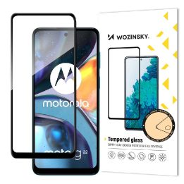 Labai patvarus visiškai klijuotas grūdintas stiklas per visą ekraną su rėmeliu, skirtas Motorola Moto G22 , juodos spalvos