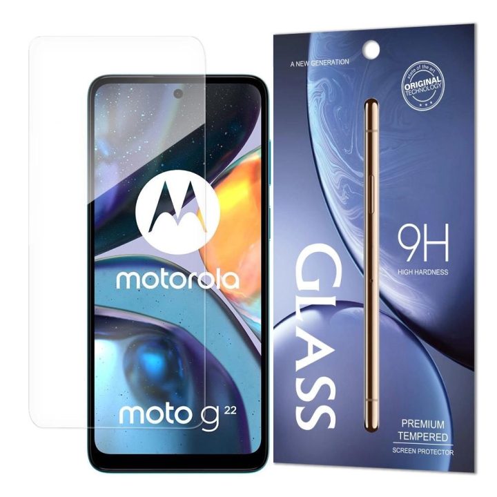 Grūdinto stiklo 9H ekrano apsauga Motorola Moto G22 (pakuotė - vokas)