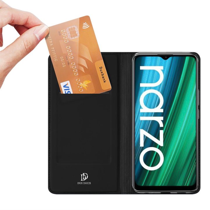 Skin Pro dėklo dangtelis su atvartu Realme Narzo 50A juodas