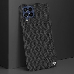 Nillkin tekstūruotas dėklas Patvarus sustiprintas dėklas su gelio rėmeliu ir nailonu nugarėlėje Samsung Galaxy M53 5G juodas