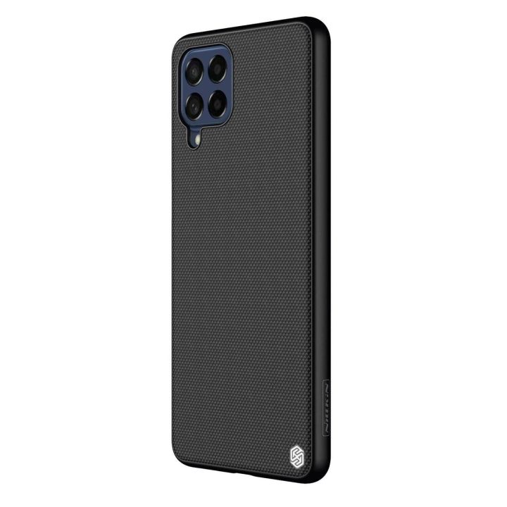Nillkin tekstūruotas dėklas Patvarus sustiprintas dėklas su gelio rėmeliu ir nailonu nugarėlėje Samsung Galaxy M53 5G juodas