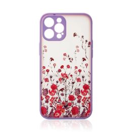 Dizaino dėklas iPhone 12 Pro Max gėlių violetinės spalvos