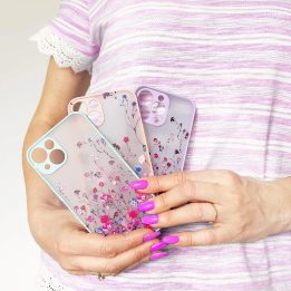 Dizaino dėklas iPhone 12 Pro Max gėlių dėklas šviesiai mėlynas