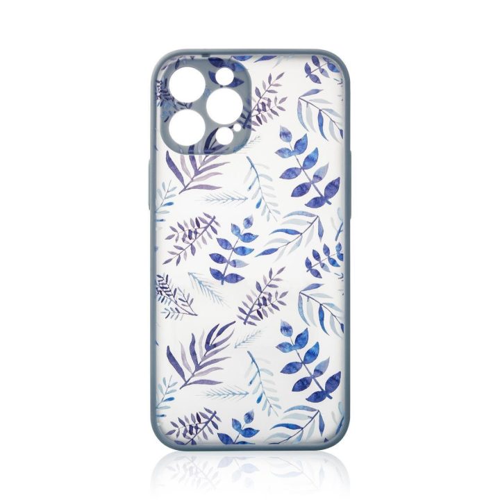 Dizaino dėklas iPhone 12 Pro Max gėlių dėklas tamsiai mėlynas