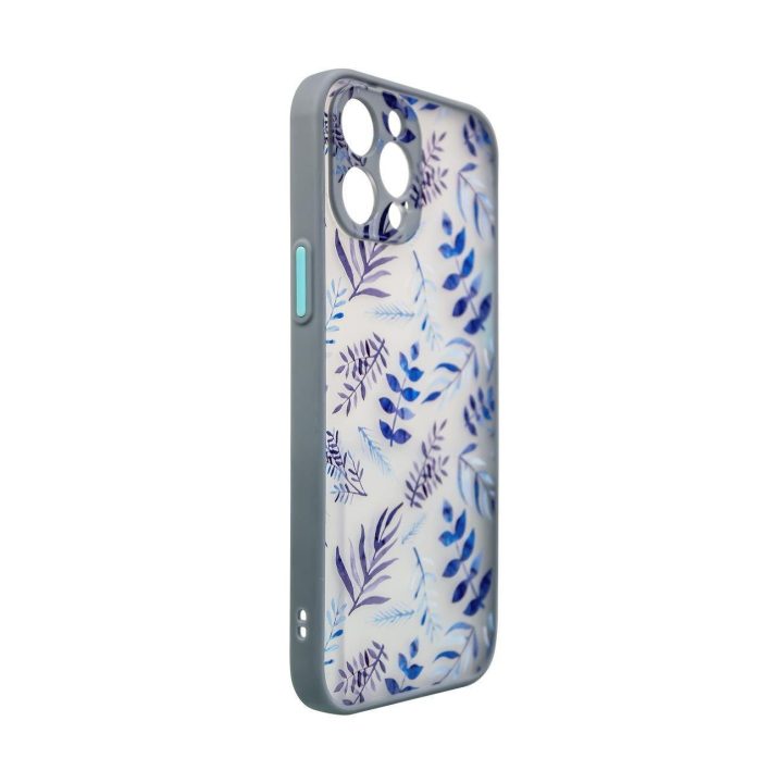 Dizaino dėklas iPhone 12 Pro Max gėlių dėklas tamsiai mėlynas