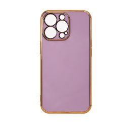 Apšvietimo spalvos dėklas Xiaomi Redmi Note 11 gelinis dangtelis su auksiniu rėmeliu, violetinės spalvos