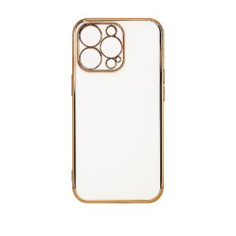 Apšvietimo spalvos dėklas Xiaomi Redmi Note 11 , gelinis dangtelis su auksiniu rėmeliu, baltas