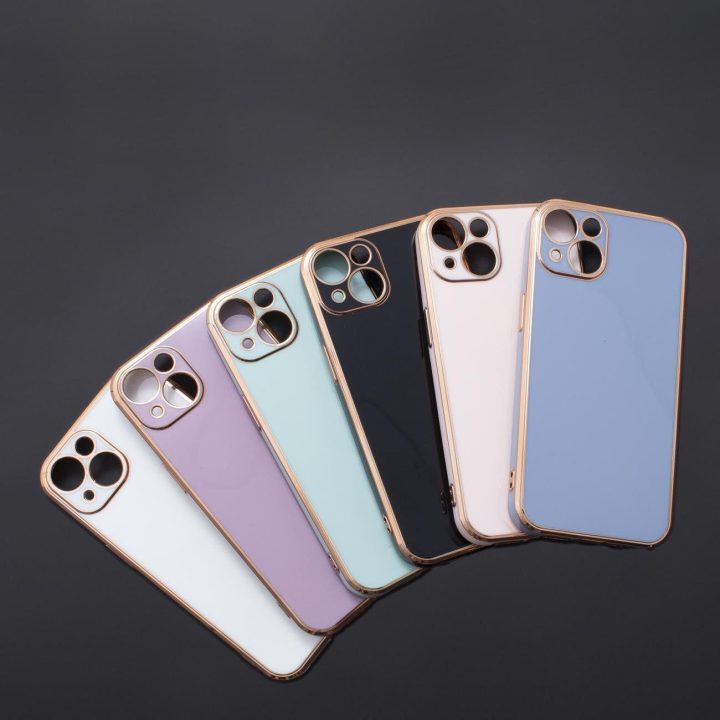 Apšvietimo spalvos dėklas Xiaomi Redmi Note 11 , gelinis dangtelis su auksiniu rėmeliu, baltas