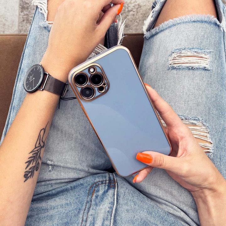 Apšvietimo spalvos dėklas Xiaomi Redmi Note 11 Pro , gelinis dangtelis su auksiniu rėmeliu, baltas