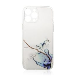 Marmurinis dėklas iPhone 12 Pro Max gelio dangtelis Marble Blue