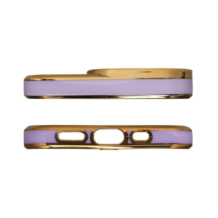 Fashion Case dėklas Samsung Galaxy A12 5G Gold Frame Gel Cover Purple