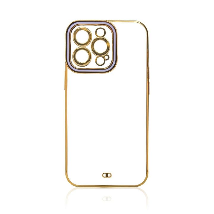 Fashion Case dėklas Samsung Galaxy A12 5G Gold Frame Gel Cover Purple