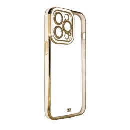 Fashion Case dėklas Samsung Galaxy A12 5G Gold Frame Gel Cover White