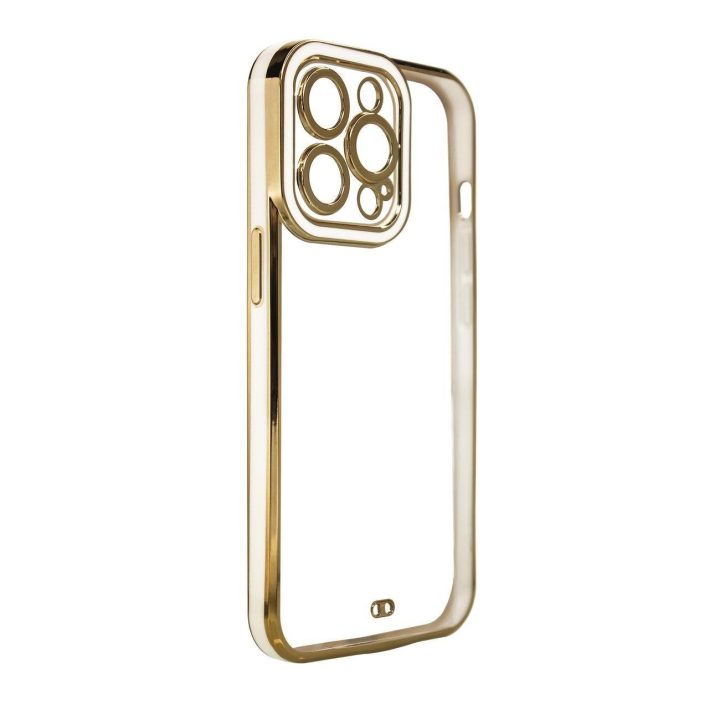 Fashion Case dėklas Samsung Galaxy A12 5G Gold Frame Gel Cover White